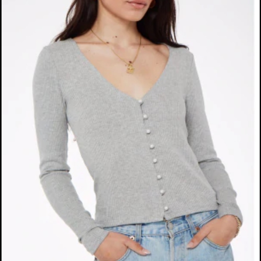 Cora Ribbed Cardigan with Pearls